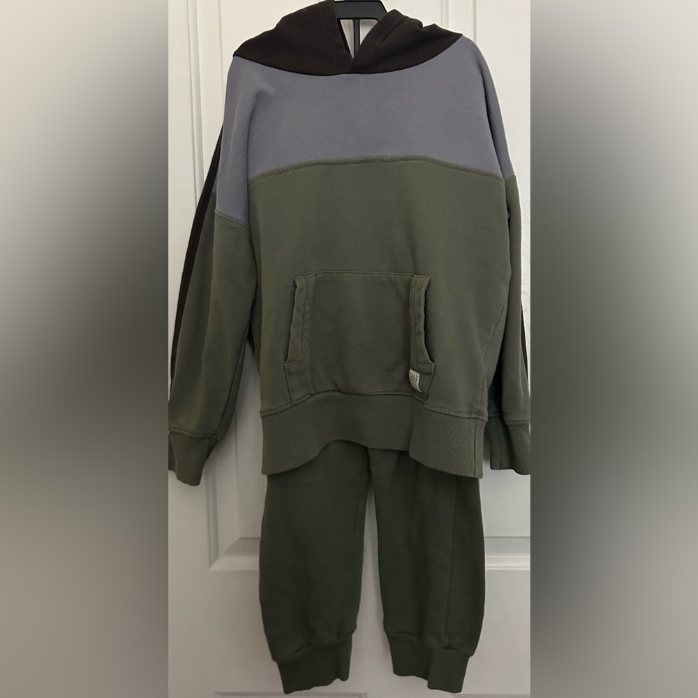 Cotton On Kids' Olive and Gray Hoodie Set
